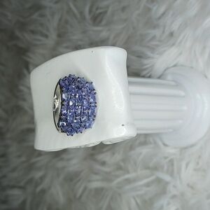 Colleen Lopez 5 Row Tanzanite Sterling Silver Wide Band Ring NEW